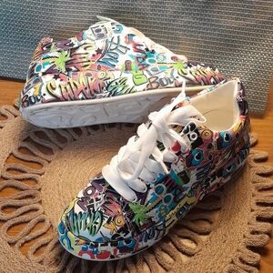 Womens Colorful Graffiti Print Shoes